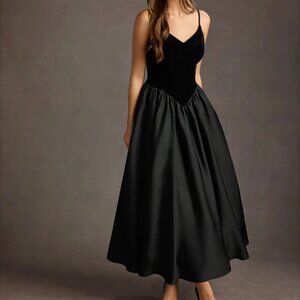 NWT Azazie Pandora Drop Waist Basque Waist Black Strapless Dress